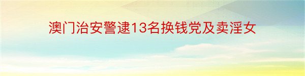 澳门治安警逮13名换钱党及卖淫女