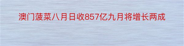 澳门菠菜八月日收857亿九月将增长两成