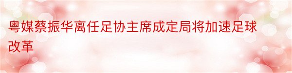 粤媒蔡振华离任足协主席成定局将加速足球改革