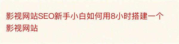 影视网站SEO新手小白如何用8小时搭建一个影视网站