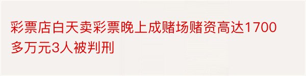 彩票店白天卖彩票晚上成赌场赌资高达1700多万元3人被判刑