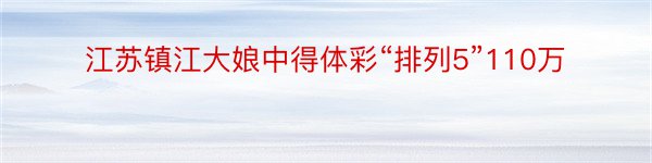 江苏镇江大娘中得体彩“排列5”110万