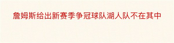 詹姆斯给出新赛季争冠球队湖人队不在其中