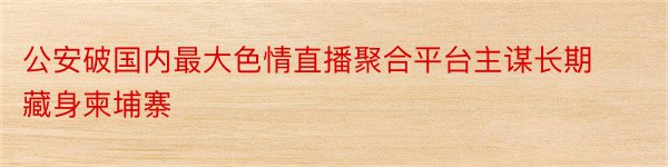 公安破国内最大色情直播聚合平台主谋长期藏身柬埔寨