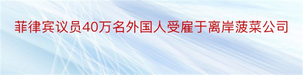 菲律宾议员40万名外国人受雇于离岸菠菜公司