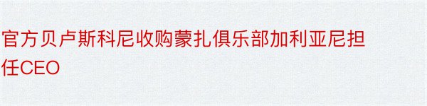 官方贝卢斯科尼收购蒙扎俱乐部加利亚尼担任CEO