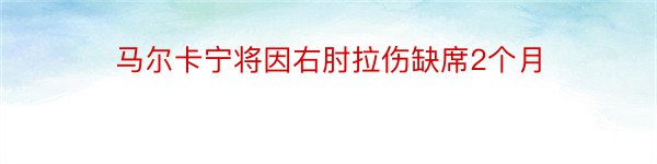 马尔卡宁将因右肘拉伤缺席2个月