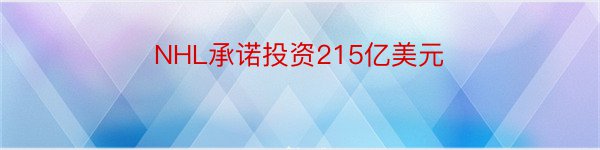 NHL承诺投资215亿美元