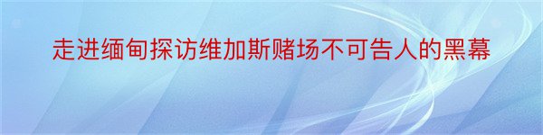 走进缅甸探访维加斯赌场不可告人的黑幕