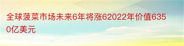 全球菠菜市场未来6年将涨62022年价值6350亿美元