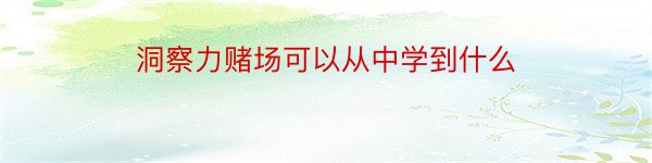 洞察力赌场可以从中学到什么