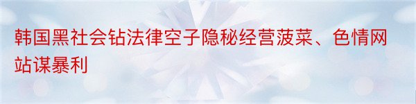 韩国黑社会钻法律空子隐秘经营菠菜、色情网站谋暴利