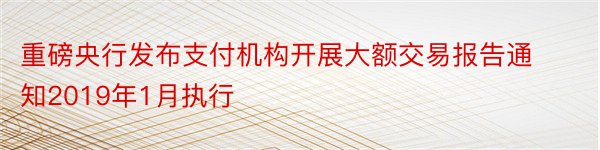 重磅央行发布支付机构开展大额交易报告通知2019年1月执行