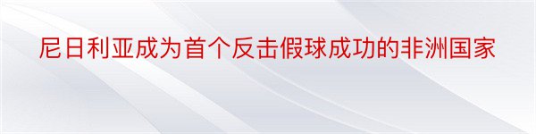 尼日利亚成为首个反击假球成功的非洲国家