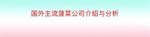 国外主流菠菜公司介绍与分析