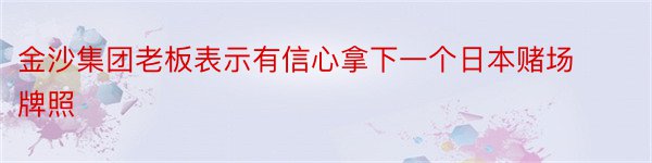 金沙集团老板表示有信心拿下一个日本赌场牌照