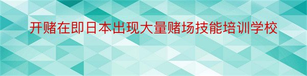 开赌在即日本出现大量赌场技能培训学校