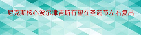 尼克斯核心波尔津吉斯有望在圣诞节左右复出