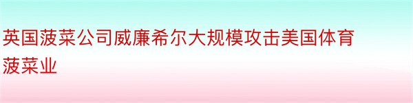 英国菠菜公司威廉希尔大规模攻击美国体育菠菜业