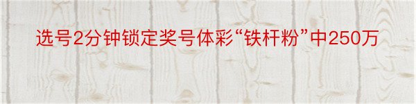 选号2分钟锁定奖号体彩“铁杆粉”中250万