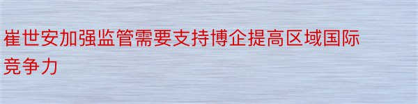 崔世安加强监管需要支持博企提高区域国际竞争力