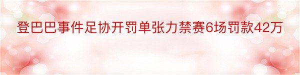 登巴巴事件足协开罚单张力禁赛6场罚款42万