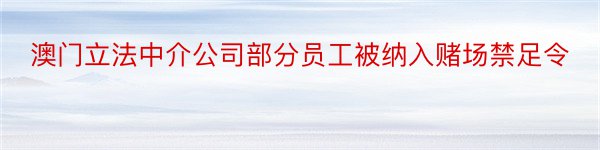 澳门立法中介公司部分员工被纳入赌场禁足令