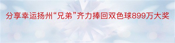 分享幸运扬州“兄弟”齐力捧回双色球899万大奖