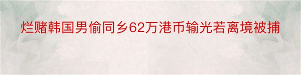 烂赌韩国男偷同乡62万港币输光若离境被捕