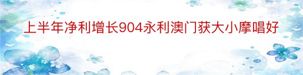 上半年净利增长904永利澳门获大小摩唱好