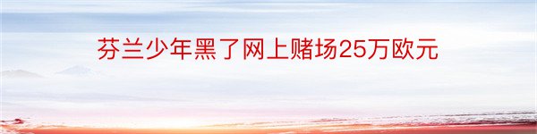 芬兰少年黑了网上赌场25万欧元