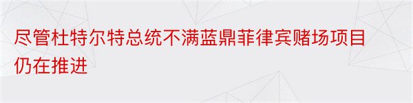 尽管杜特尔特总统不满蓝鼎菲律宾赌场项目仍在推进