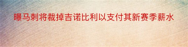 曝马刺将裁掉吉诺比利以支付其新赛季薪水