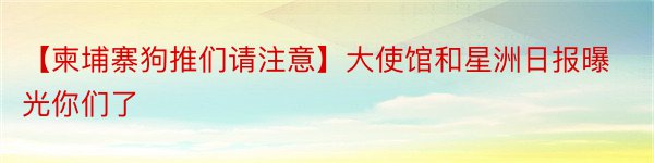 【柬埔寨狗推们请注意】大使馆和星洲日报曝光你们了