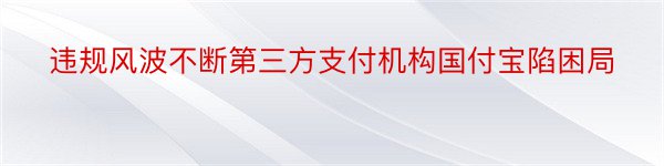 违规风波不断第三方支付机构国付宝陷困局