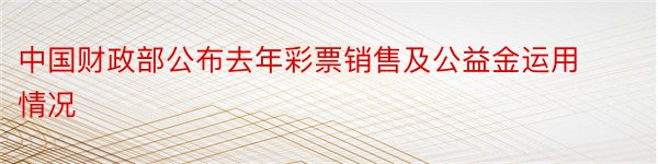 中国财政部公布去年彩票销售及公益金运用情况