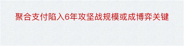 聚合支付陷入6年攻坚战规模或成博弈关键