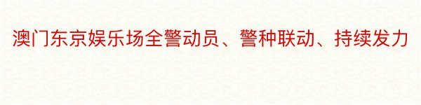 澳门东京娱乐场全警动员、警种联动、持续发力