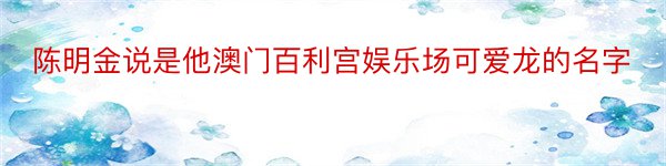 陈明金说是他澳门百利宫娱乐场可爱龙的名字