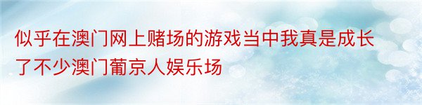 似乎在澳门网上赌场的游戏当中我真是成长了不少澳门葡京人娱乐场