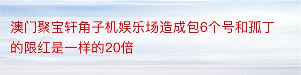 澳门聚宝轩角子机娱乐场造成包6个号和孤丁的限红是一样的20倍