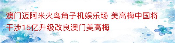 澳门迈阿米火鸟角子机娱乐场 美高梅中国将干涉15亿升级改良澳门美高梅