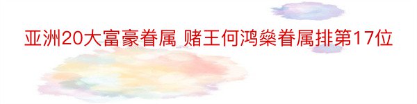 亚洲20大富豪眷属 赌王何鸿燊眷属排第17位