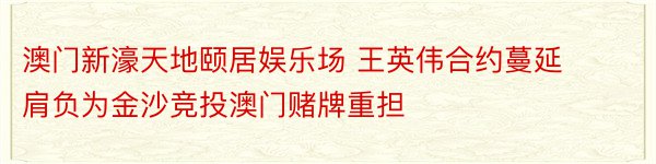 澳门新濠天地颐居娱乐场 王英伟合约蔓延 肩负为金沙竞投澳门赌牌重担