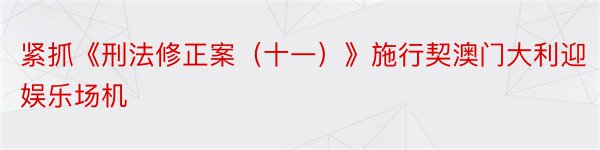 紧抓《刑法修正案（十一）》施行契澳门大利迎娱乐场机