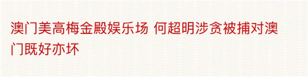 澳门美高梅金殿娱乐场 何超明涉贪被捕对澳门既好亦坏