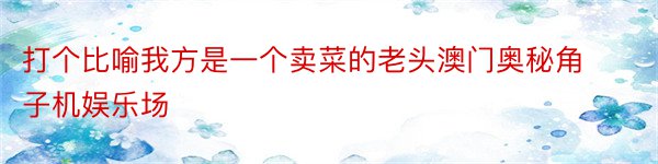 打个比喻我方是一个卖菜的老头澳门奥秘角子机娱乐场