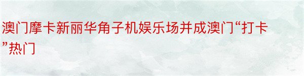 澳门摩卡新丽华角子机娱乐场并成澳门“打卡”热门