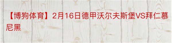 【博狗体育】2月16日德甲沃尔夫斯堡VS拜仁慕尼黑