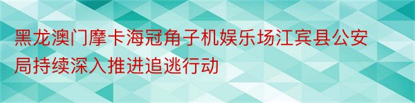 黑龙澳门摩卡海冠角子机娱乐场江宾县公安局持续深入推进追逃行动